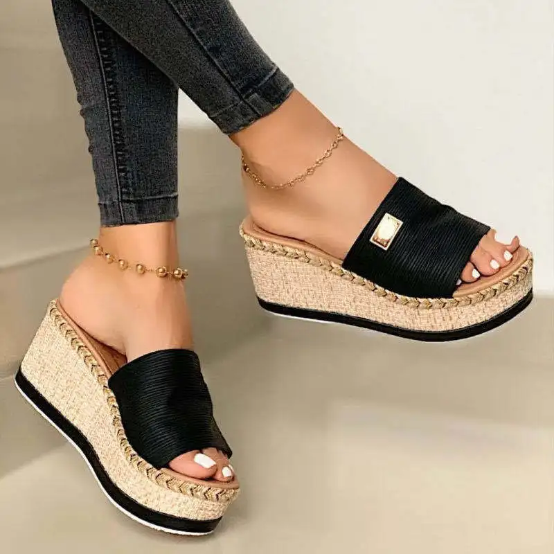 Wholesale Plus Size Shoes For Women Wedge Heel Shoes Fashionable Ladies Sandals