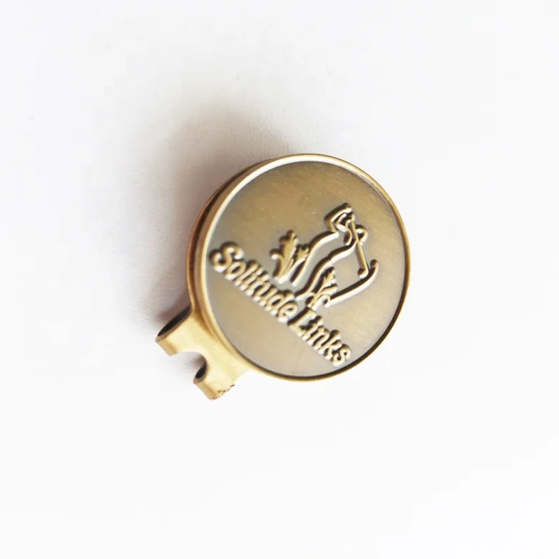 Custom antique gold plated ball maker and hat clip for golf sports high quality competitive price
