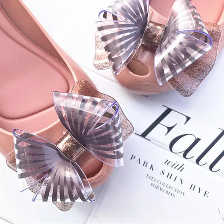 Wholesale womens shoes  new style big bow women unique pvc flat sandals high quality casual  fashion footwear for girl