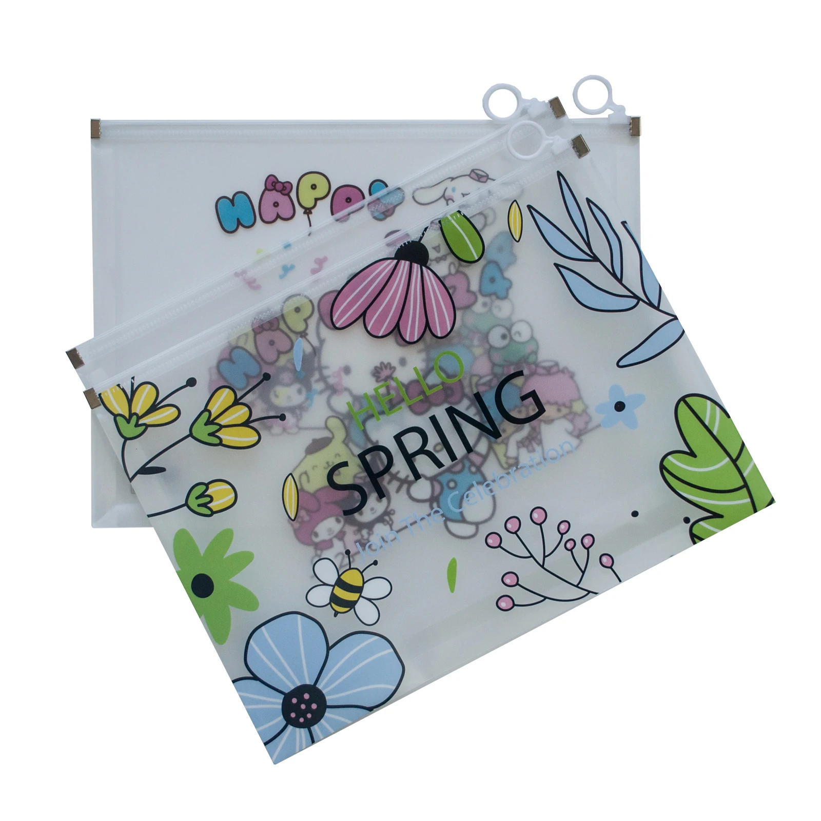 PP Custom Filing A4 Size Plastic Expandable Document  Storage Organizer Zipper Pouch Bag for  Office and School Use