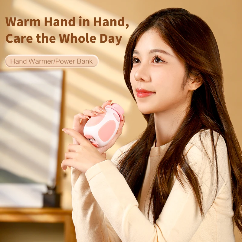 Новинка 2022, грелка для рук с возможностью прессования, портативное зарядное устройство 6000 мАч, многоразовая грелка для рук, портативная перезаряжаемая Милая мультяшная