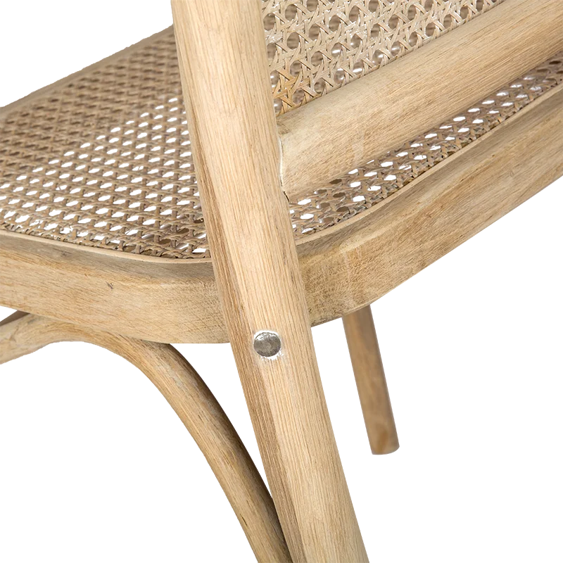 Amazon Hot Provincial Solid Wood Frame Nature Finish Cane Dining Chair