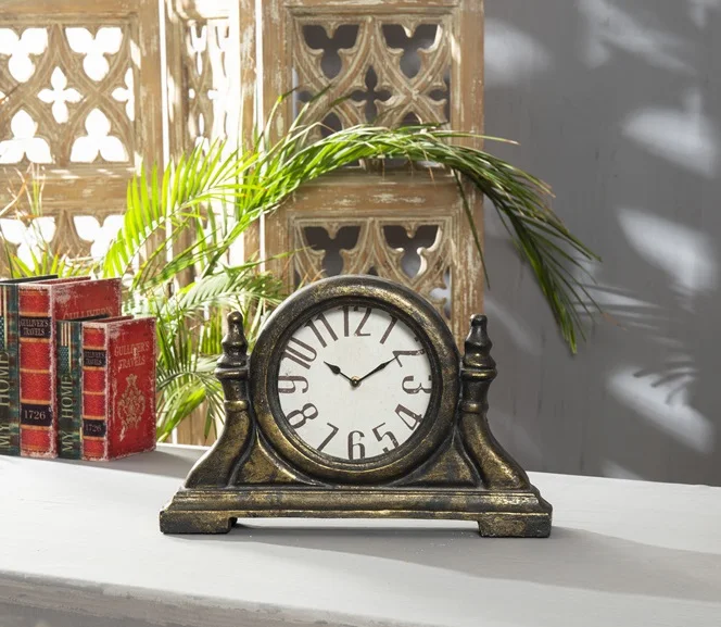 Custom Rustic Table Retro Alarm Clock Vintage Classical Royalty Sitting Room TV Cabinet Desk Antique Clock for home decor