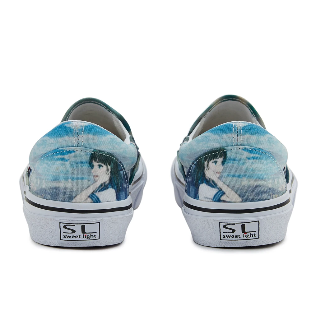 Custom breathable canvas casual lazy sneakers office women slip on shoes