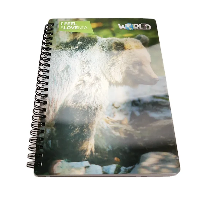 
3D Lenticular Wild Bear Cover A5 Notebook Black Wire 3D Spiral Notebook 