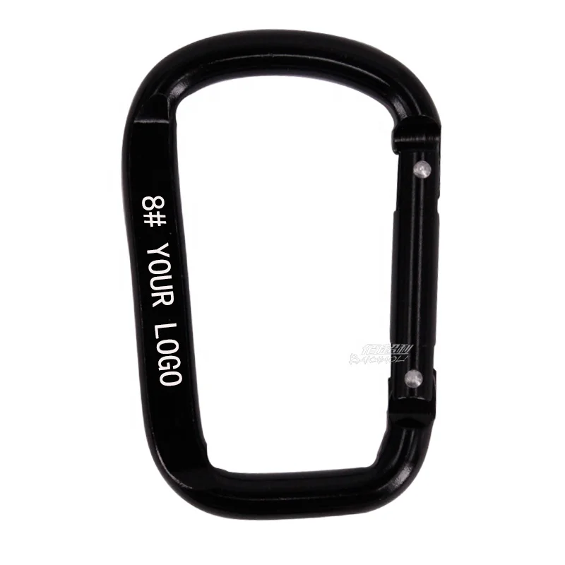BaiChao 8# Square flat Squash Double rivet quick link black snap carabiner Aluminum Alloy metal hook for hiking/pet bowl/tent