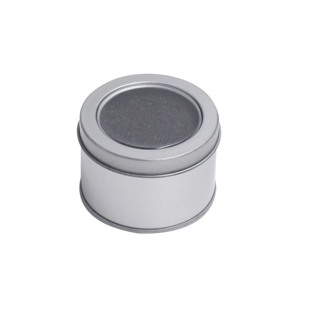 Custom Printed Embossed Mini Round Storage Tin Can With Pvc Window