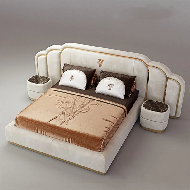 Italian Bed King Size Hotel Bedroom Set Soft Bedroom Custom Bed Furniture Solid Wood Frame Vintage Double Bed