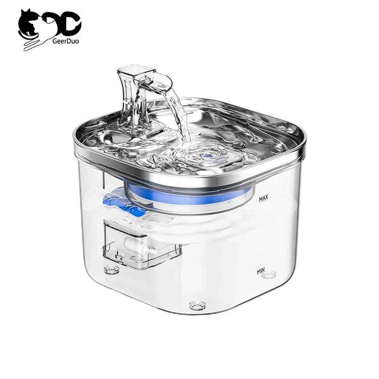 GeerDuo 304 Stainless Steel Automatic Circulation Filtration Fountain Pet Drinking Water Dispenser for Cats Dogs