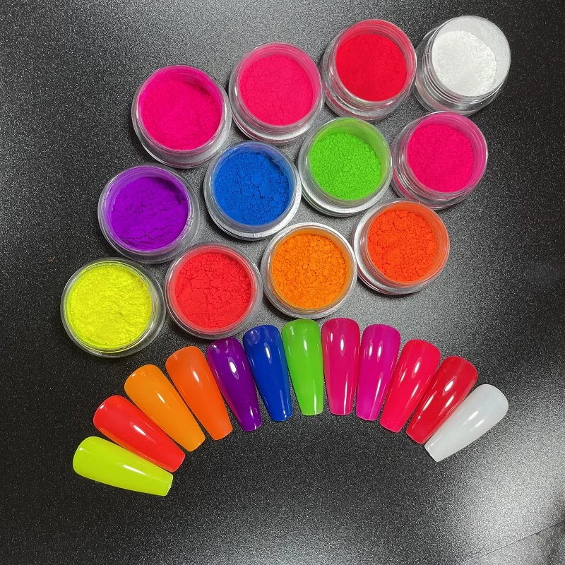 BOKO High Quality DIY Nail Art Fluorescent Pigment Neon Powder UV Pigment Nail Art Powder BFW Fluorescence Dye