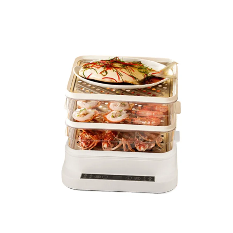 34L Electric steamer household multi-functional electric food steamer stainless steel intelligent three-layer electric steam coo