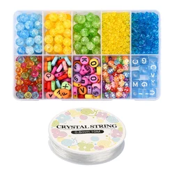 Pandahall Horizontal Hole Mixed Letters Elastic Crystal Thread Transparent & Opaque Acrylic Beads