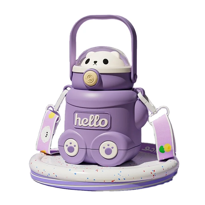 Stainless Steel Children Cute Cartoon Vacuum Flasks Kids Tumbler Thermos Mug Thermal Water Bottle with Straw