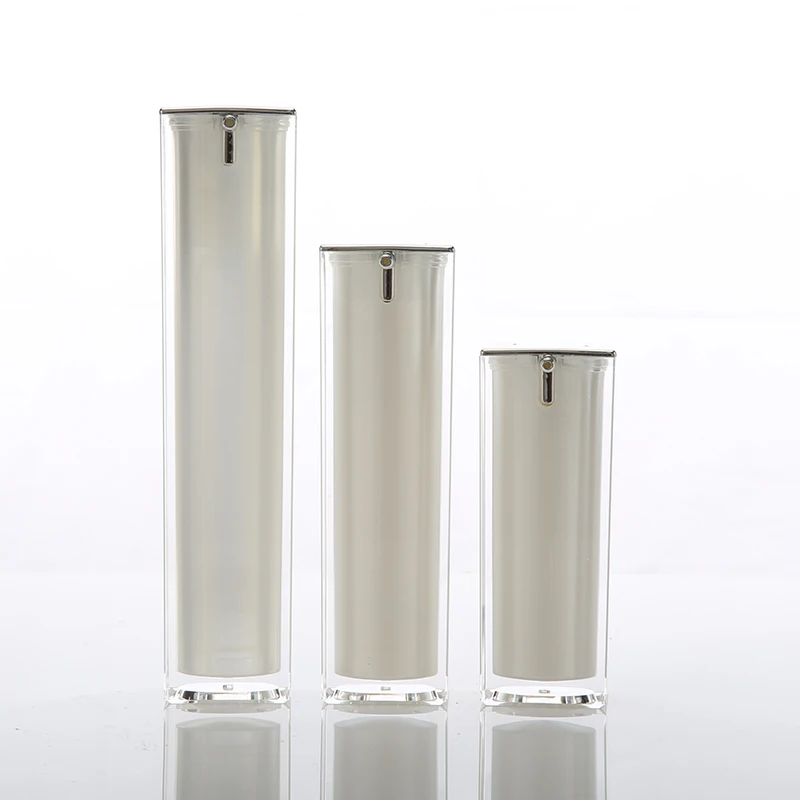 Pearl White Acrylic Airless Pump Bottle 15ml 30 ml 50ml Lotion or Foundation cosmetic container Packaging