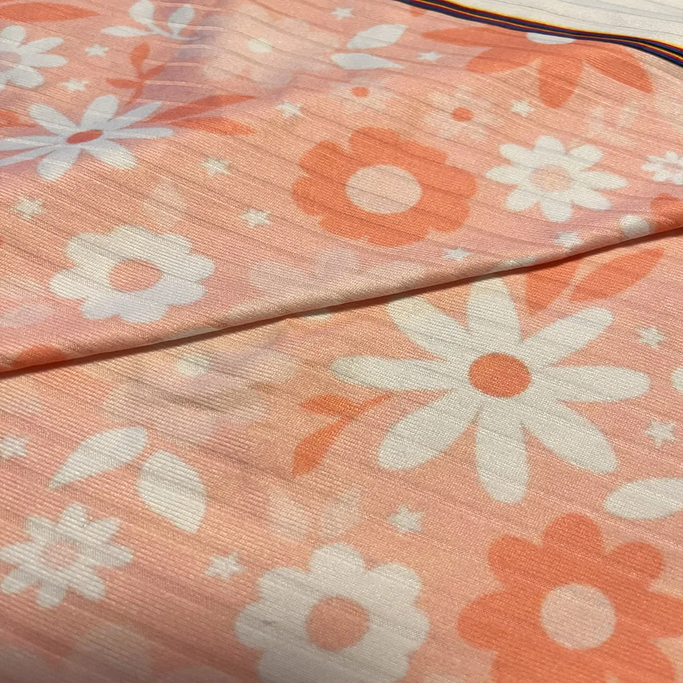 high quality good price low moq custom digital printing polyester wide stretch rib knitted fabric