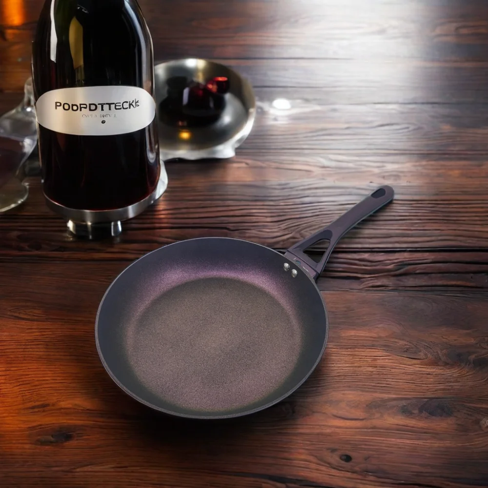 Burgundy Dazzling Non-stick Coating 20 24 28cm Fry Pan Set Aluminum Cookware Set Fry Pan With Thermometer Color Changing