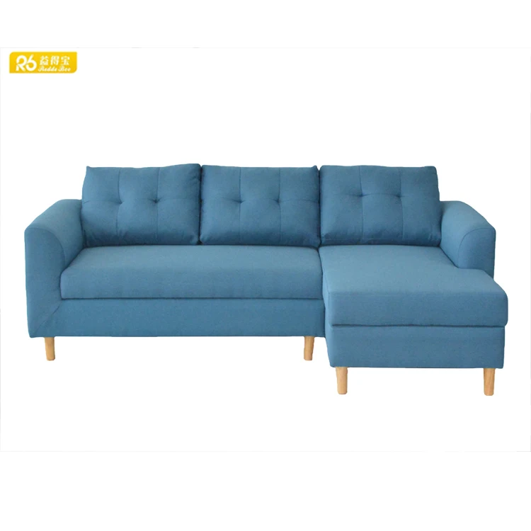 New Design Space Saving Sofa Beds Fabric Material L Shape Functional Living Room Furniture Linen Blue Sofa Bed