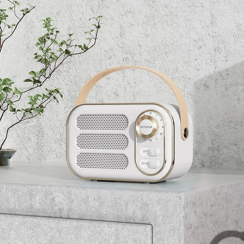 DW13 Latest Portable Wireless Speaker Lovely vintage radio hand-held style Mini Woofer Speaker With FM Radio