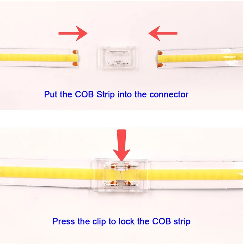 2pin 3pin 4pin COB LED Strip Fast Connector for 8mm 10mm Width PCB Single Color RGB CCT FOB LED Tape Solderless Right Angel Wire