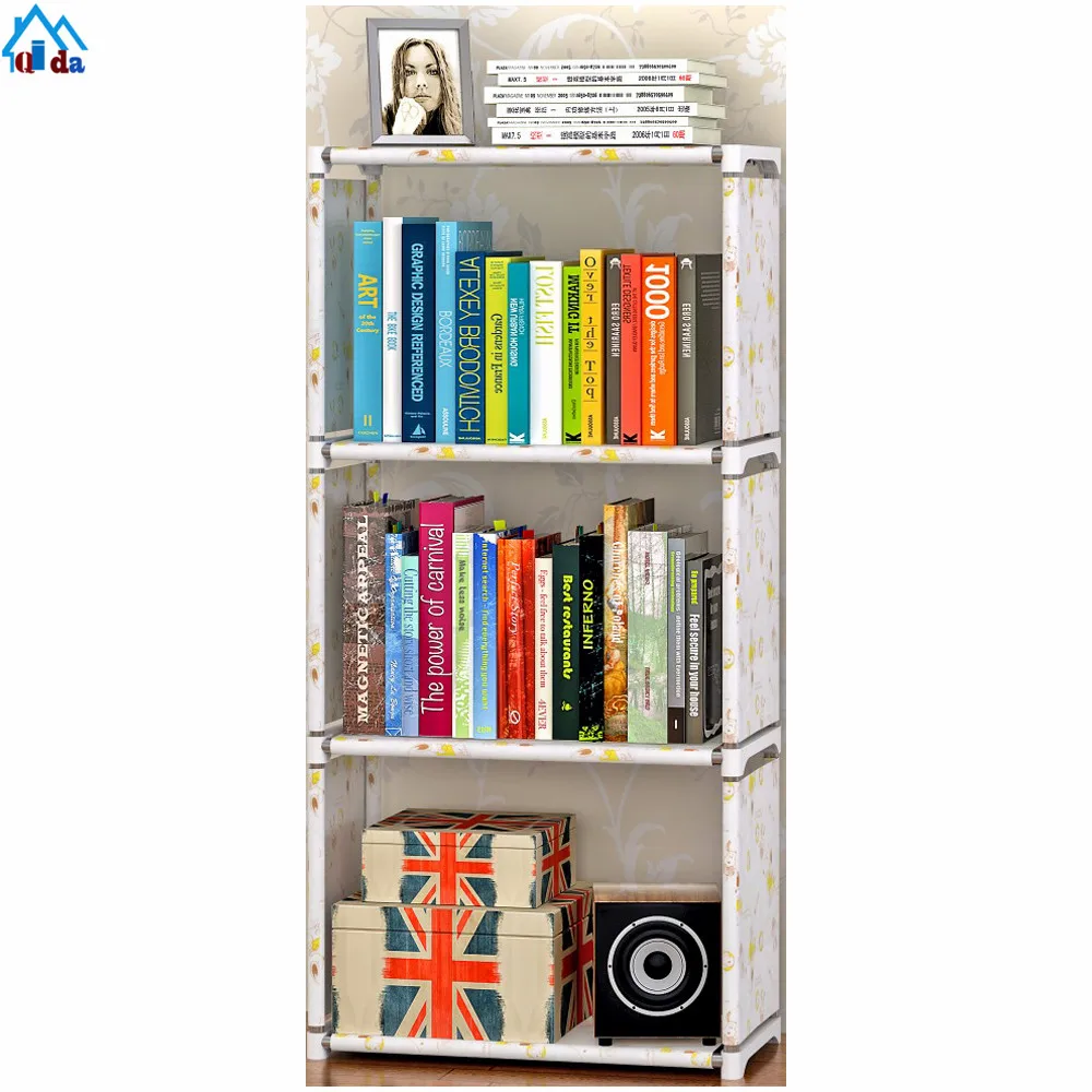 Diy PP Plastic Magic Bookcase 8 Cubes Corner Bookshelves Small White Cube Shelves Bookshelf