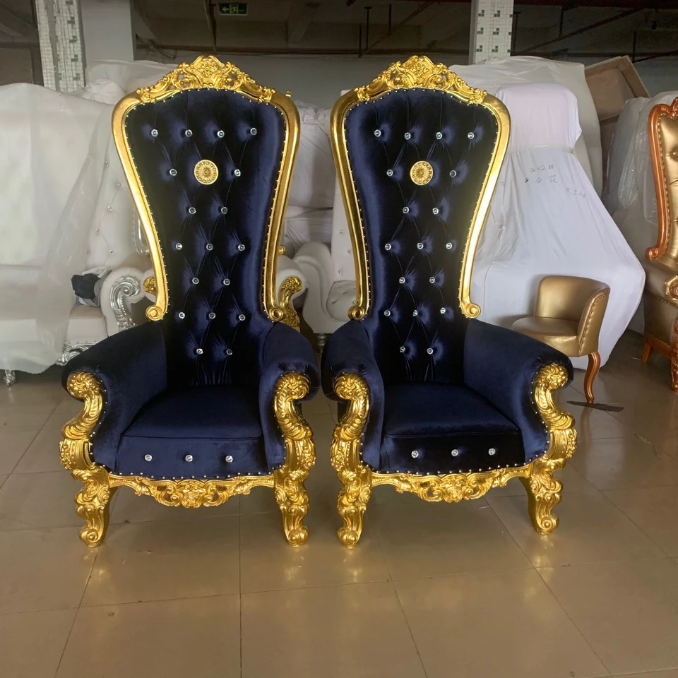 Cheap King and Queen King Gold Throne Chairs Black and Gold Royal Sofa Black Leather Throne
