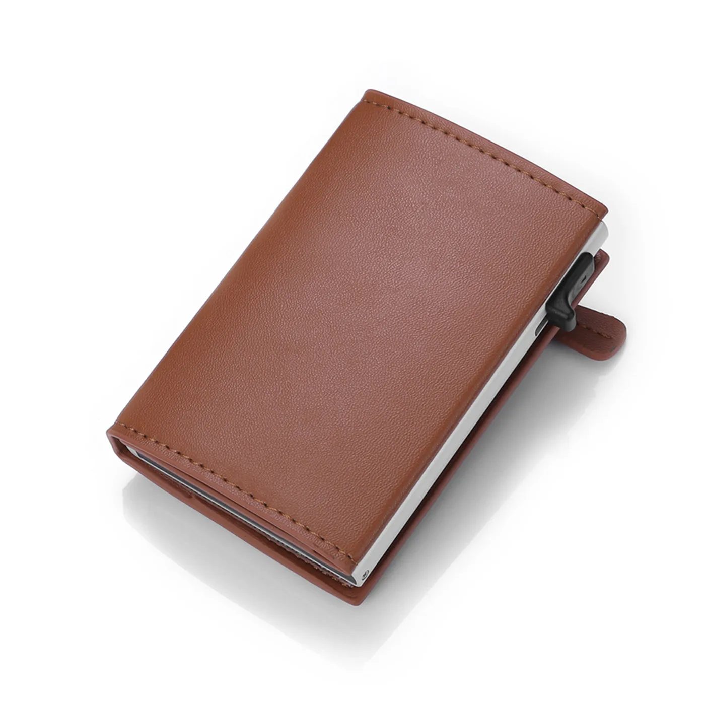 
2020 Trendy Colorful PU Leather Metal RFID Blocking Money Clip Front Pocket Card Holder 