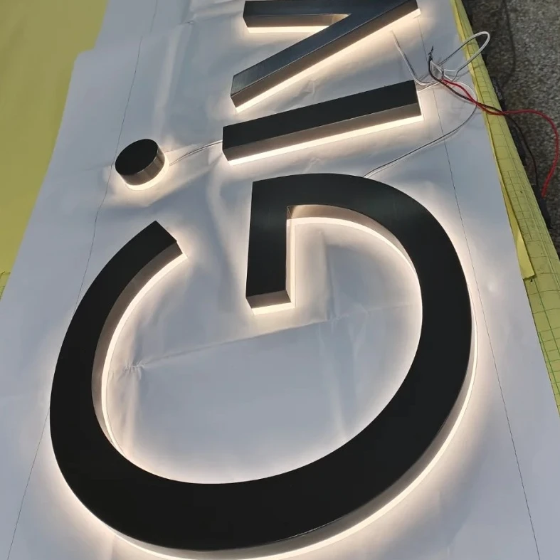 Latest Luminous Factory Price Free Design Illuminated Stainless Steel Surface Acrylic Back Board Back-lit Letter