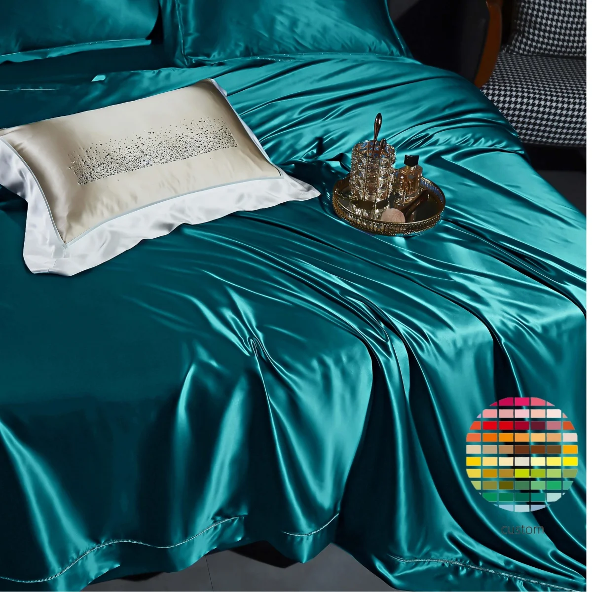 3pcs 4pcs in One Set Breathable Cooling 100% Tencel Soft Bedding Bedsheets Set Comfortable Plain Duvet Cover Set with Pillowcase