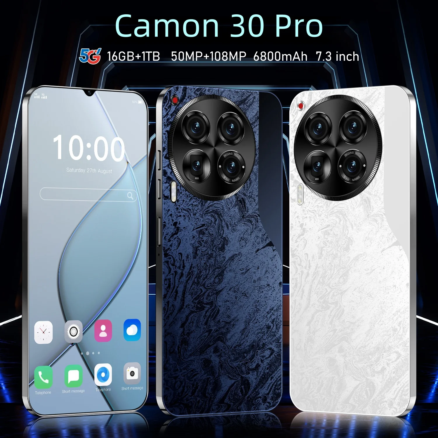 Hot-selling Techno Camon 30 Pro Original 7.3-inch Large Screen 16 Gb +1 Tb 8800 Mah Android 13 Global 5g Smartphone