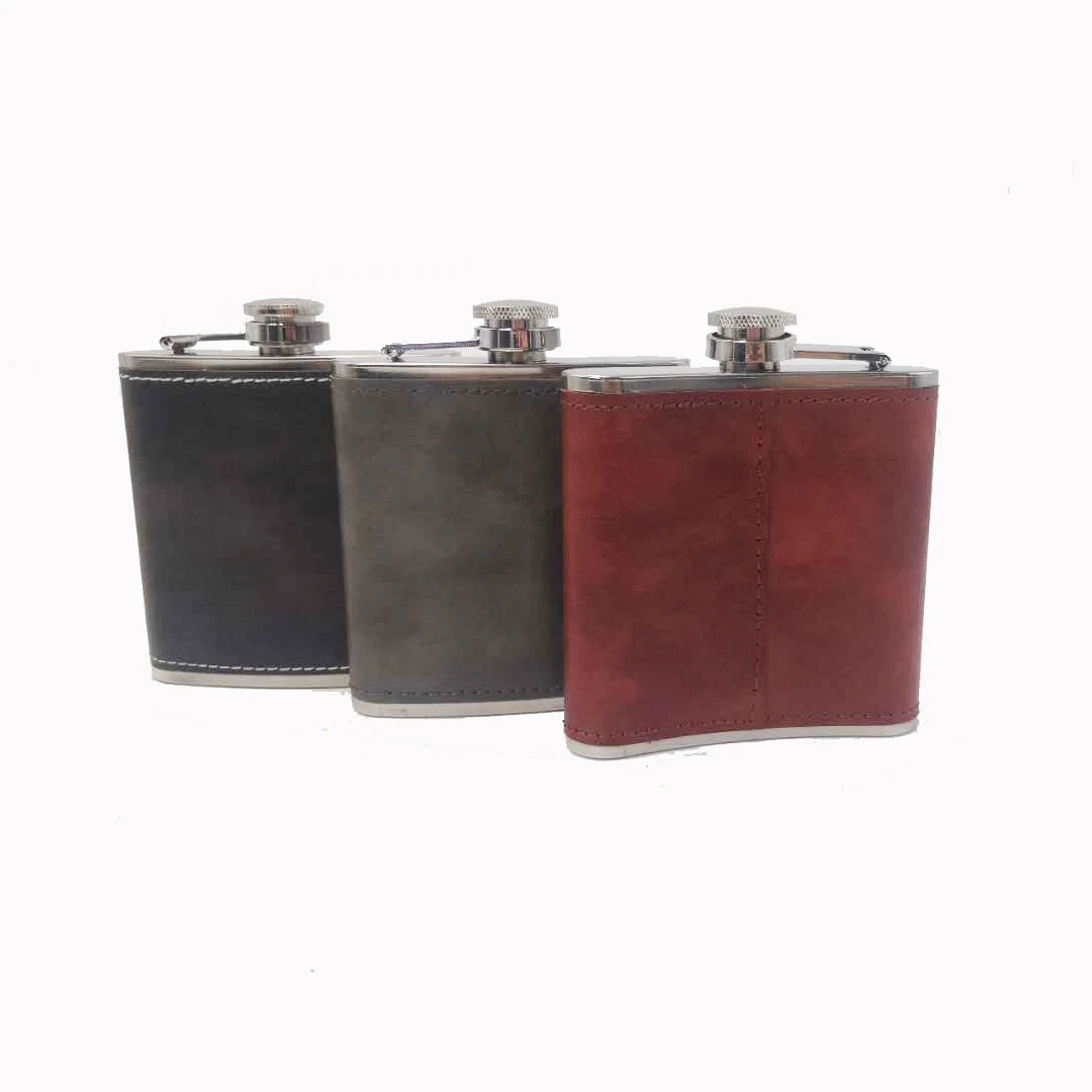 Кожаная плоская колба с лазерной гравировкой 6 унций для ликера, подарок для свадебного шафера, подарок на заказ