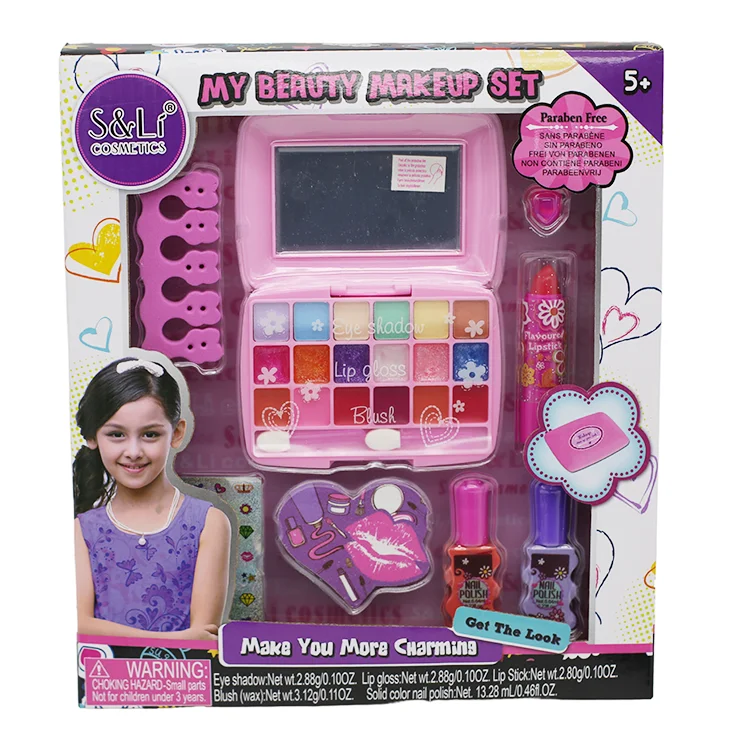 
Quick Dry Nail Salon Polish Non Toxic Brush Girl Toy Suitcase Make Up Kid 
