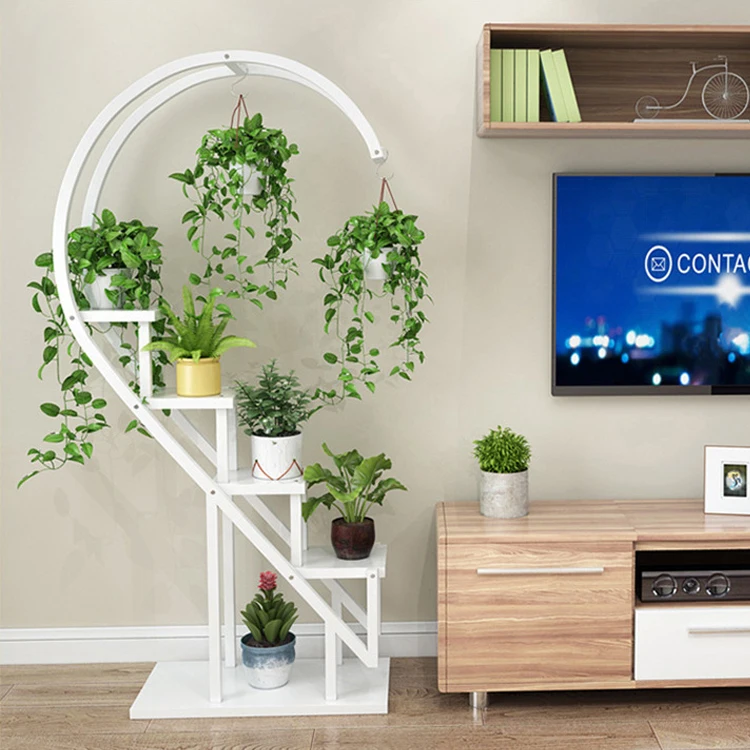 Multi-layer Metal Plant Holders Wrought Iron Plant Shelf Heart-shaped Flower Stand