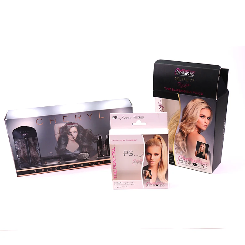 Роскошная упаковочная коробка для наращивания волос коробки париков небольшой минимальный объем заказа упаковка с логотипом на заказ