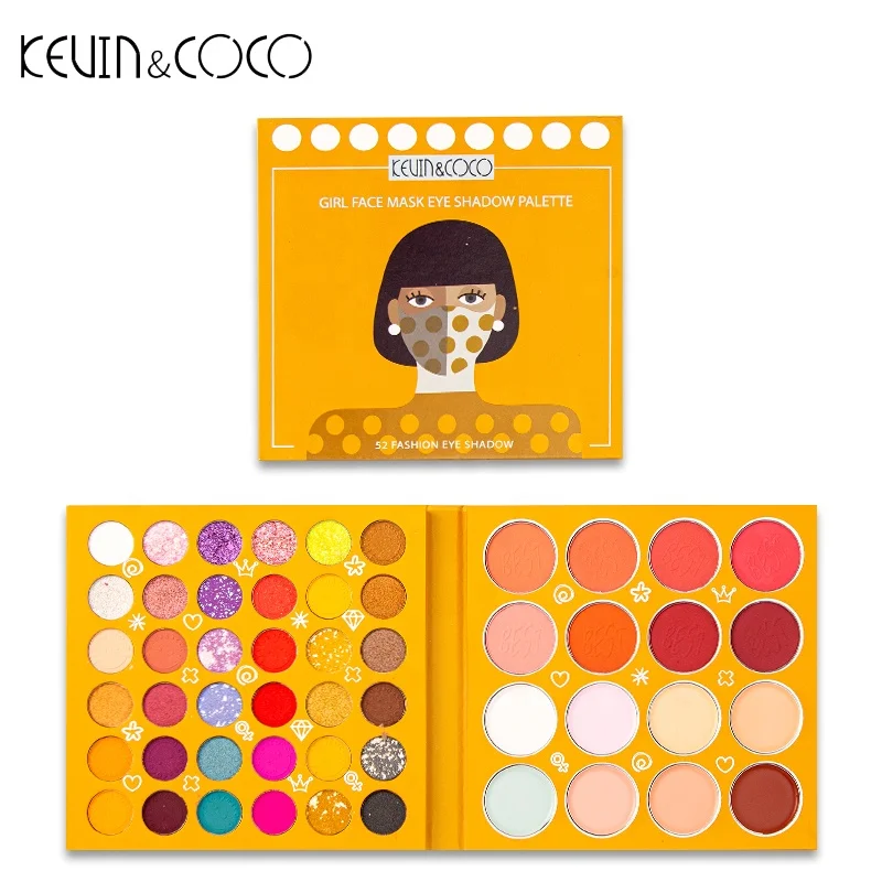 Customize Kevin&coco 52 color eyeshadow palette Cosmetics Wholesale Private Label Eyeshadow high pigment eyeshadow
