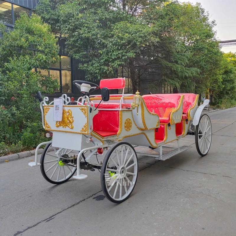 Four wheel horse wagon for park ride Royal Princess horseless carriage for royalty Cinderella electric buggy for couples