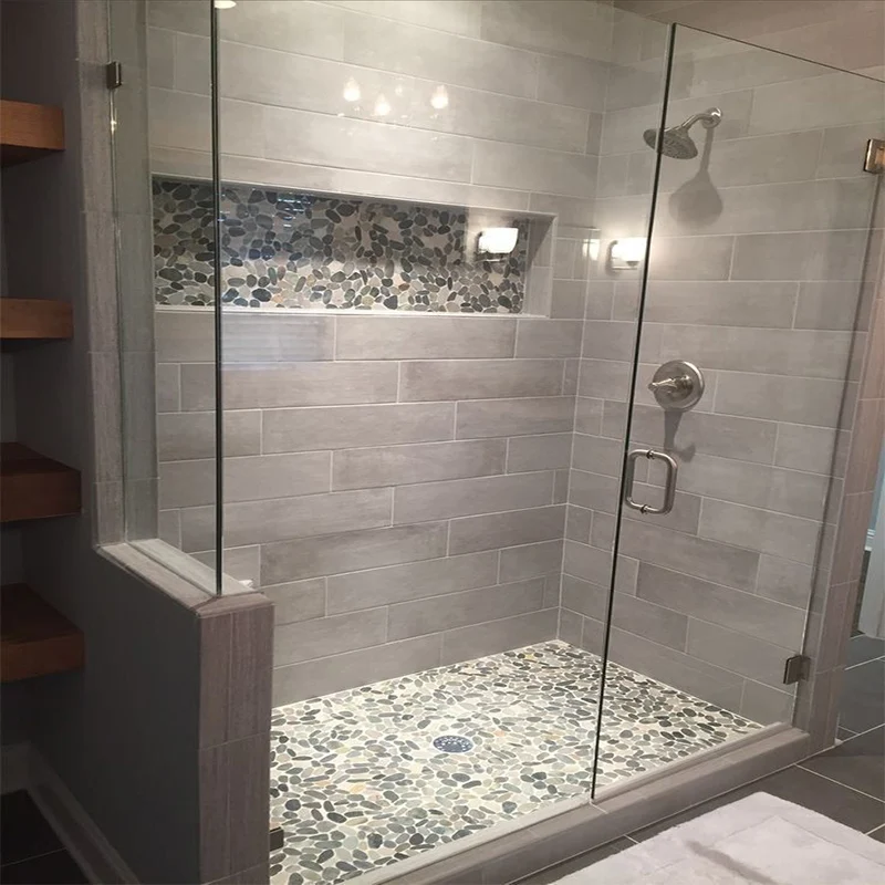 DTOP Frameless Bathroom Doors Enclosure Wheel Sliding Black Frame Shower Door For Sale