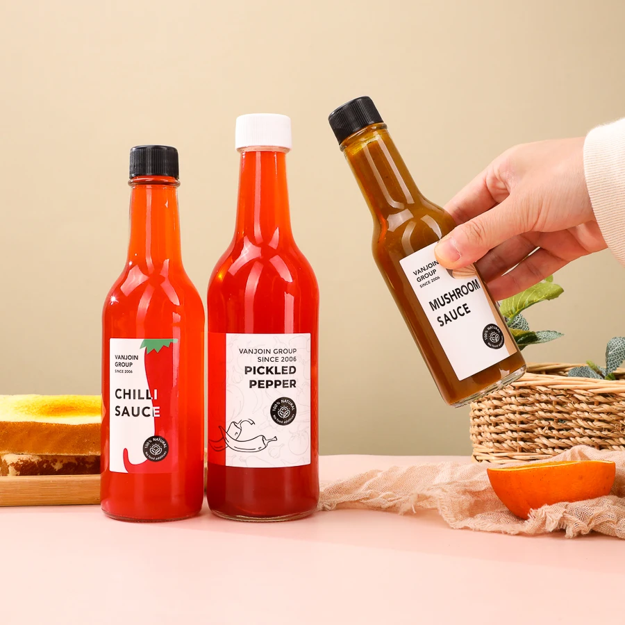 3 oz 5 oz 8 oz 12 oz 90 ml 150 ml 250 ml 350 ml Clear tall hot sauce glass bottle round for chili tabasco sauce