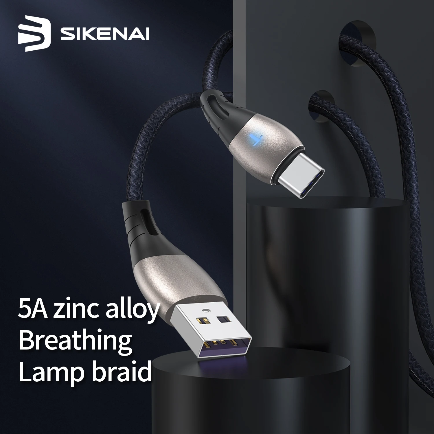 Sikenai 5A кабель для быстрой зарядки нейлоновый плетеный USB передачи данных освещения Micro Type C андроид iPhone 6 6s 7 8 X Xr 11 12 Pro