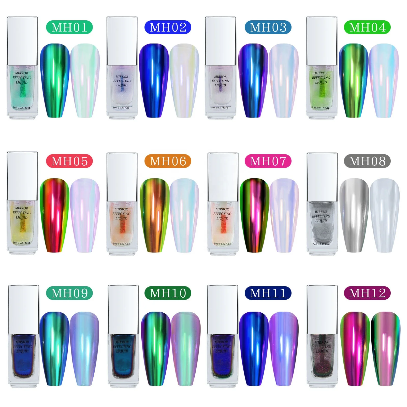 5ML Magic Chrome Liquid Aurora Mirror Chrome Powder Metallic Effect Gel Nail Polish Manicure Nail Art Rainbow Glitter Pigment