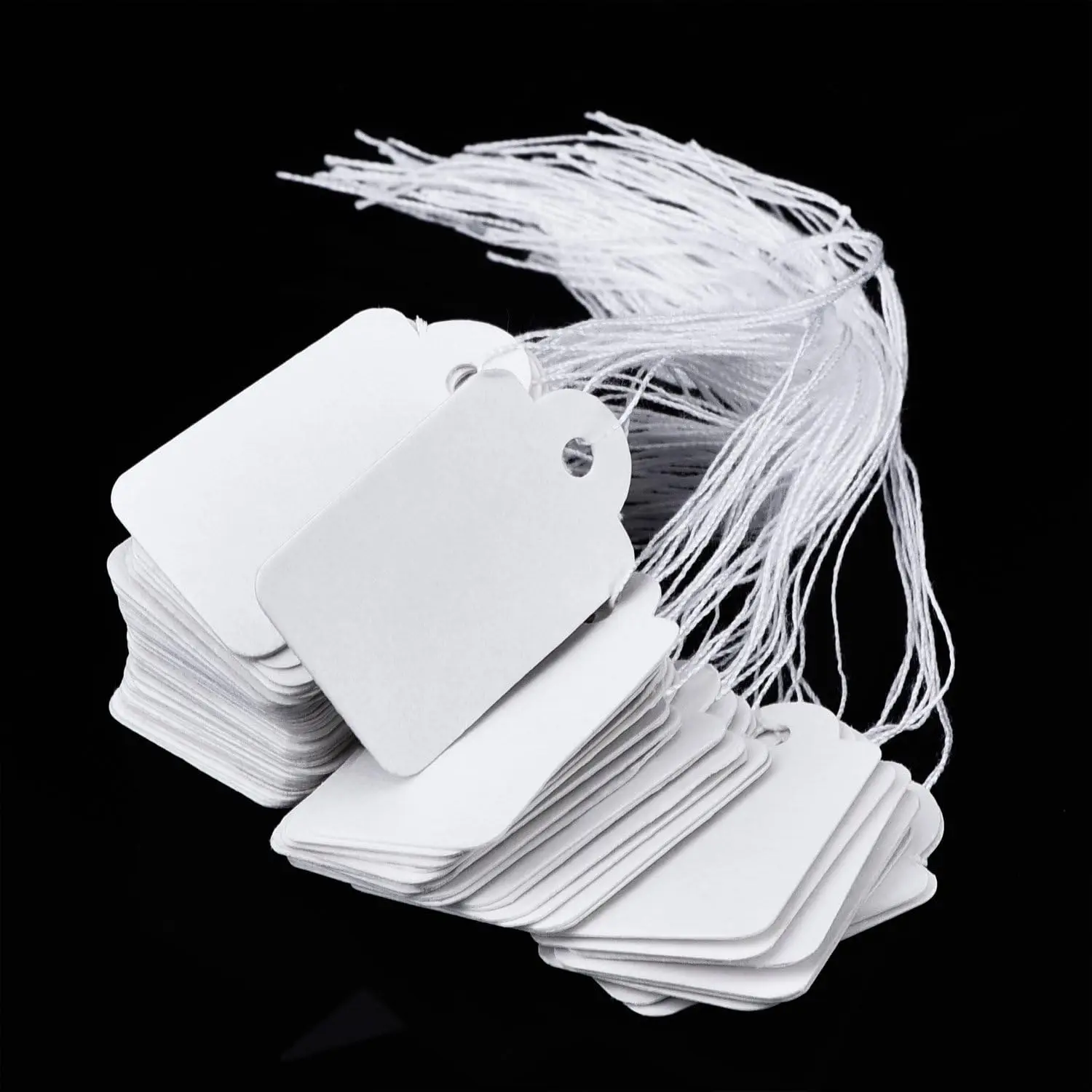 customized hang tag White Blank Tags with Elastic String  label hang swing tags for garment clothing