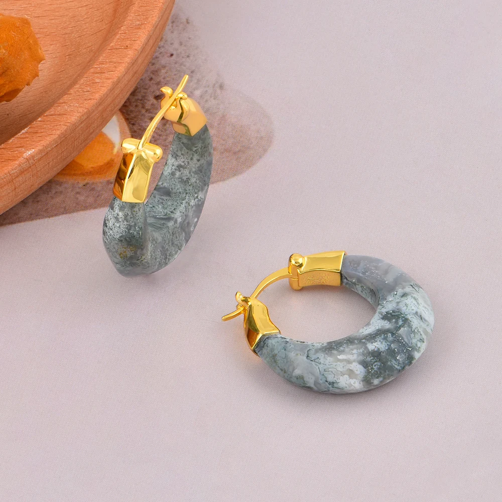 Johnson Gems Copper Brass 18K Gold Plated Jewelry Women Chunky Fine Hoop Huggie Earrings For Jewellery Wholesaler