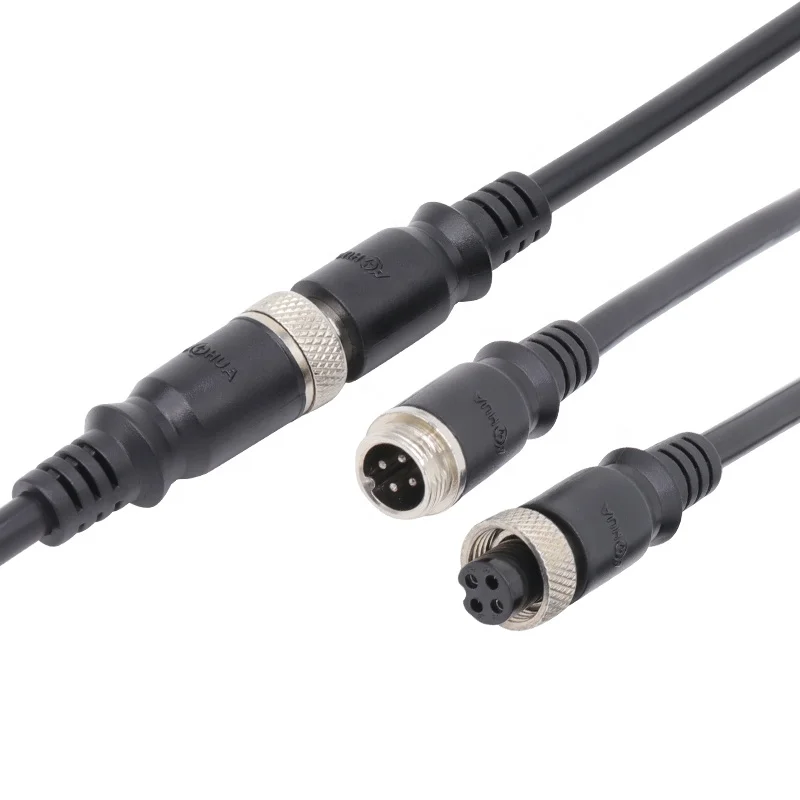 Waterproof 4 Pin Aviation Head Sensor M12 Circular Connector Male to Female Cable