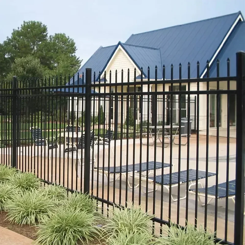 Latest Design Cheap Metal Picket Ornamental Residential Powder Coated Wrought Iron Fence Panels Metal Garrison Fencing