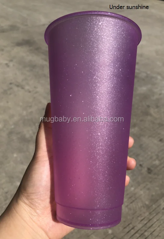 
New design creative UV color changing plastic cup sunshine sensitive pp cup 