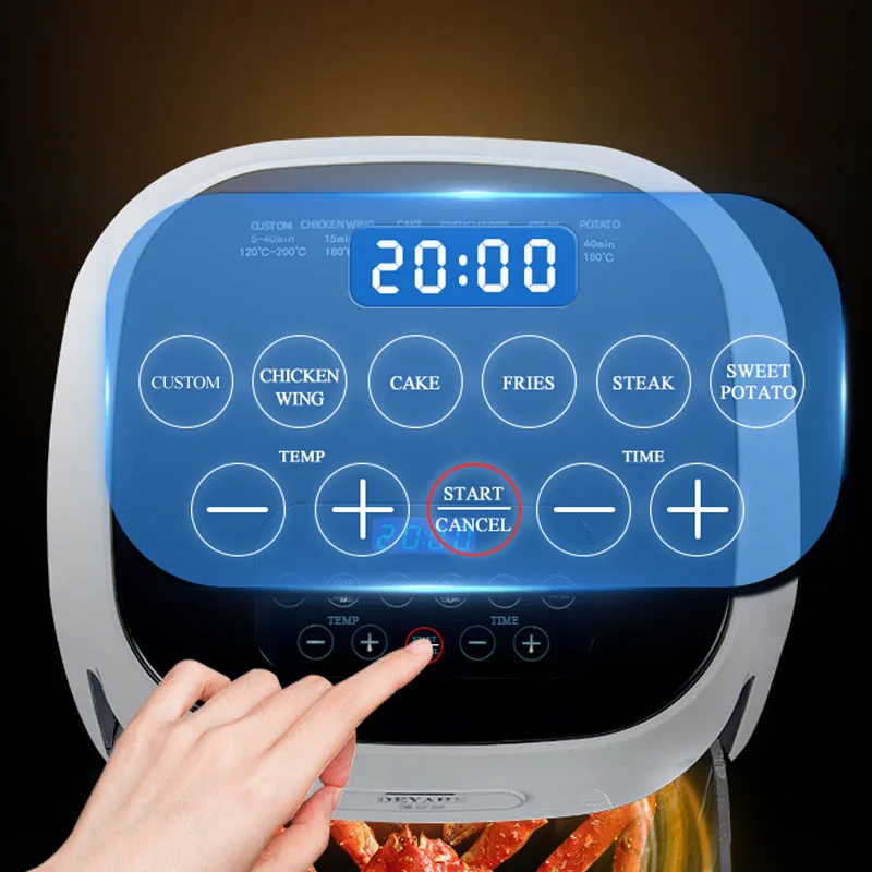 2024 New Item Factory Hot Selling Electric Oil Free Kitchen Appliances Household Deep Glass Air Fryer with overheat protection