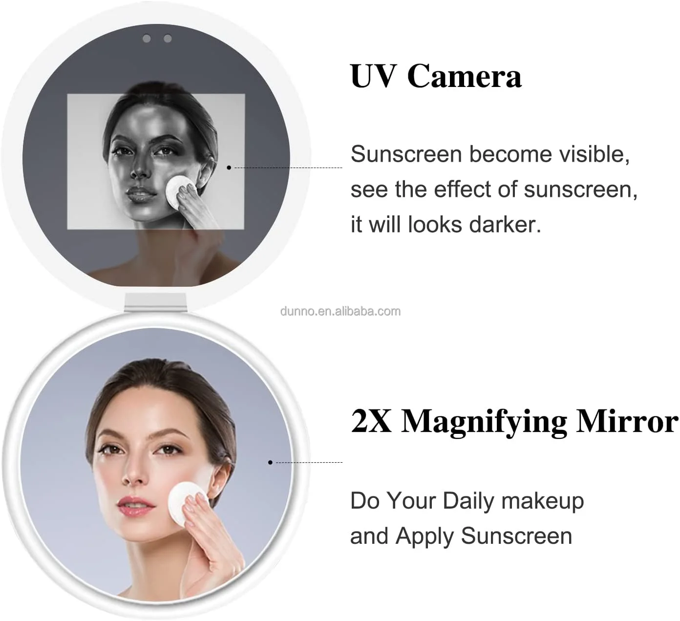 Бесплатная доставка, Солнцезащитная сумка, карманное портативное зеркало с подсветкой, дорожное УФ-зеркало для камеры, компактное зеркало с УФ-камерой