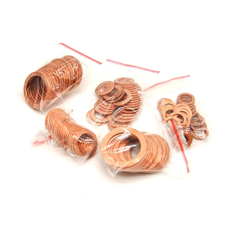 250Pcs/box Assorted Solid Copper Car Engine Crush Washers Seal Ring Gasket Set Red copper gasket oil seal ring combination