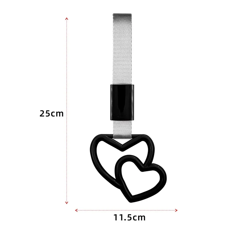 Double Heart Shape JDM Tsurikawa Handle Ring Japanese Car Subway Train Bus Hand Strap