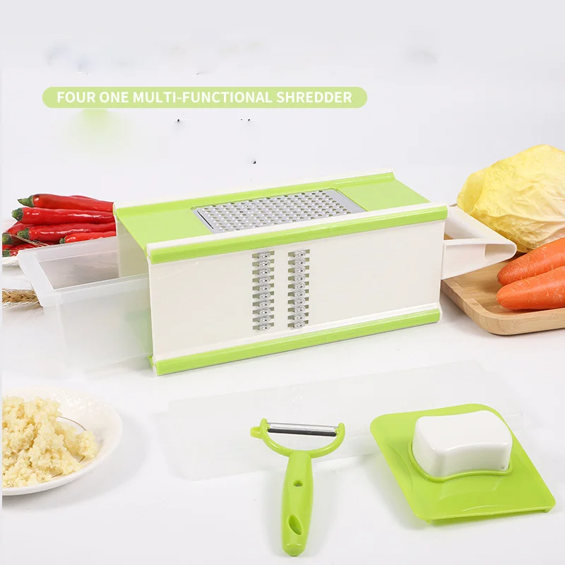 Kitchen Tool 4-Sided Grater Chopper 5 in 1 Square Shredding Machine Potato Chipper French Fry Cutter