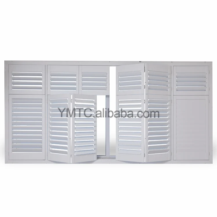luxury customize wood window shutters waterproof PVC faux wood outdoor plantation window blinds